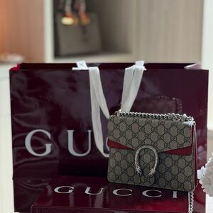 Gucci Mini dionysus Bag in monogram with Red Accents